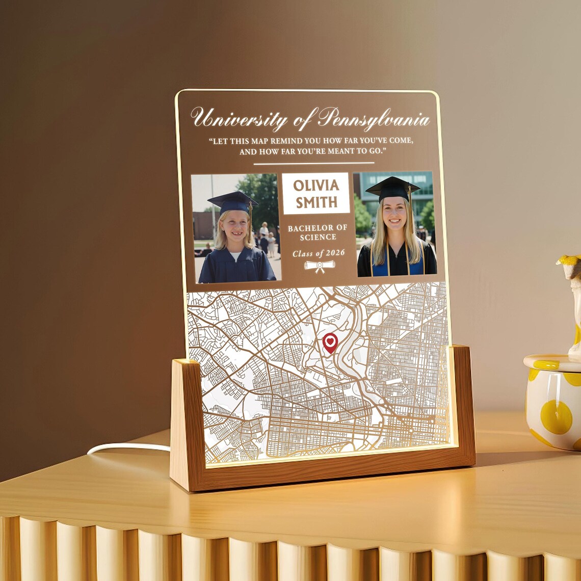Personalized University Graduation Map Plaque With Name & Degree ...