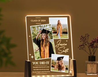 Personalized Night Light Graduates Plaque • Graduate Frame Picture Gifts • Gifts for Graduate, Seniors • Highschool, College Gift • ULL037