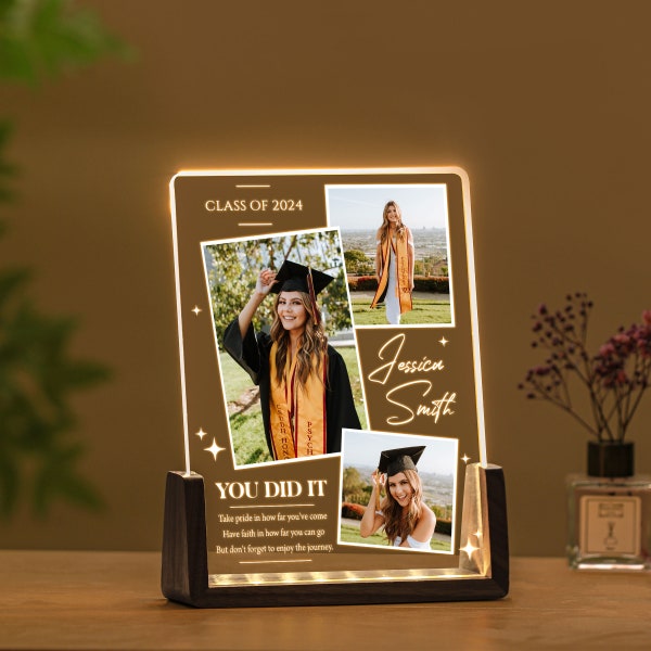 Personalized Night Light Graduates Plaque, Graduate Frame Picture Gifts, Gifts for Graduate, Seniors, Highschool, College Gift, ULL037