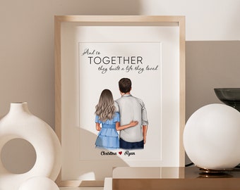 Custom Couples Portrait Print Art • Valentine's Day Gift • Anniversary Gift for Boyfriend, Girlfriend • Printable Wall Art • PA022