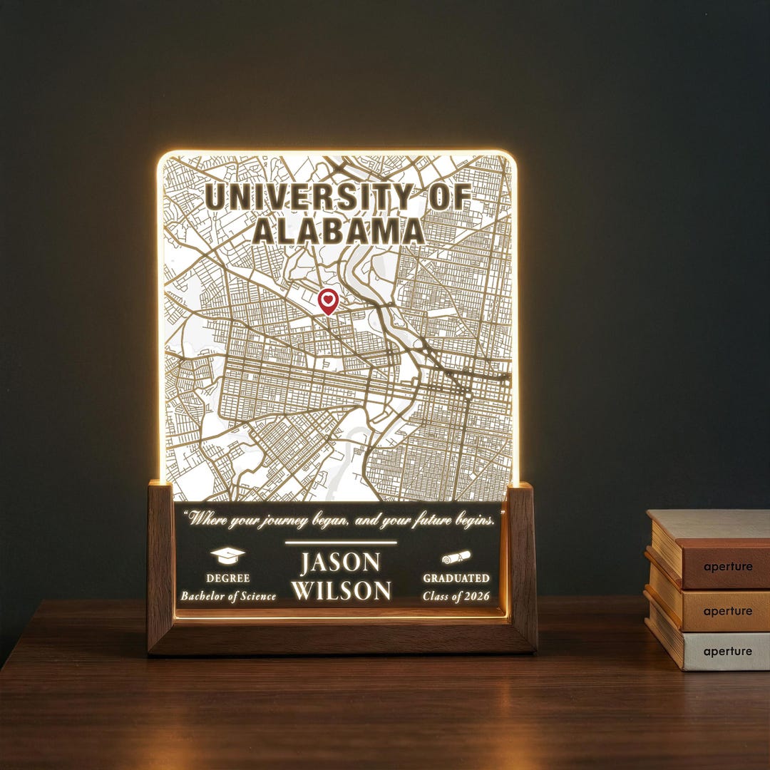 Personalized University Graduation Map Plaque With Name & Degree ...