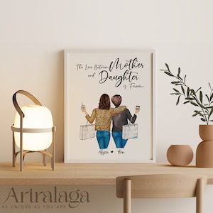 Mother and Daughter Portrait • Personalized Art For Mom • Custom Birthday Gift for Mom • Mother's Day Gift • Printable Wall Art • PA011