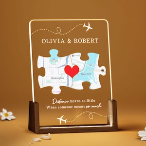 Luz de noche personalizada para relaciones a larga distancia, decoración de habitación para parejas, regalo de aniversario, regalo de San Valentín personalizado, regalo para amantes - ULL120