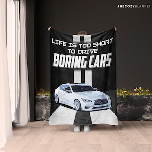 Custom Blanket with Your Car Photo • Life too short to drive Boring Cars • Unique Birthday Gift for Him • Custom Gift for Car guy • CB0194