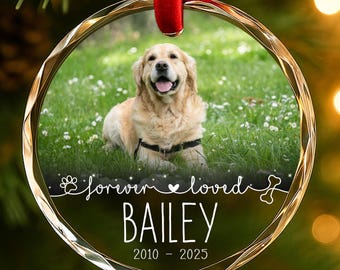 Custom Pet Memorial Ornament with Photo • Keepsake Dog, Cat Ornament • Pet Loss Gifts • Gift for Dog Mom, Dog Dad • Forever Loved • ORN73