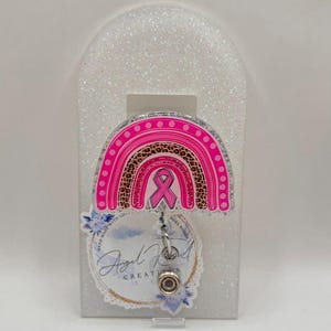 Pink Ribbon Rainbow Badge Reel
