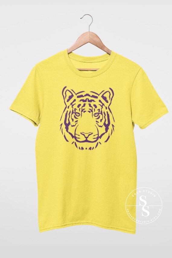 Chemise Tigre jaune et violet tigres de Geaux de chemise du jour