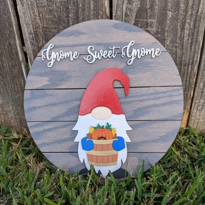 Gnome Sweet Gnome Sign - Interchangeable Monthly SVG Laser Cut File