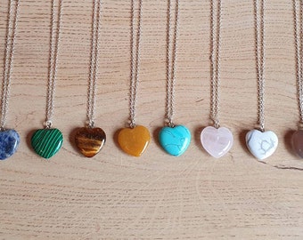 Healing Crystal | Heart | Gemstone | Necklace | Silver Plated | Meditation | Boho | Quartz | Mental Health | Gift Bag
