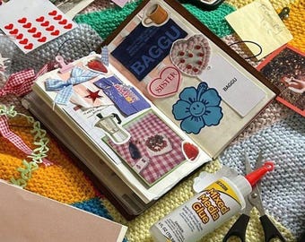 Complete scrapbooking kit for beginners and pros, 60 pg Scrapbook, Washi tape, pens, stickers, and ephemera, DIY memory book gift set