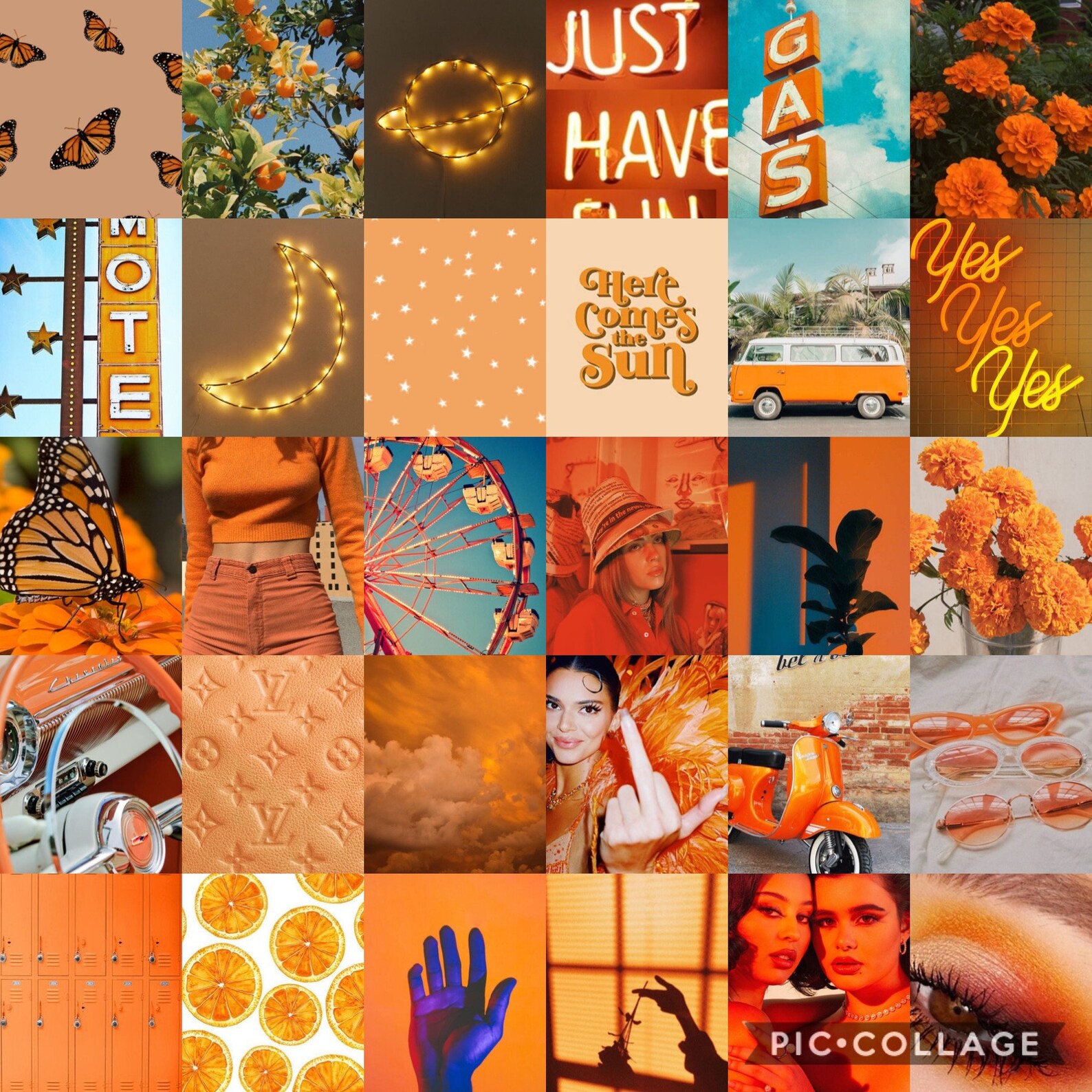 VSCO Orange Aesthetic Collage Photos Digital 30 Pc Etsy