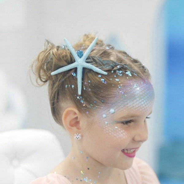 Pince à cheveux étoile de mer pour costume de sirène, accessoires de sirène, pince à cheveux sirène pour enfants, habillage de sirène pour les festivals