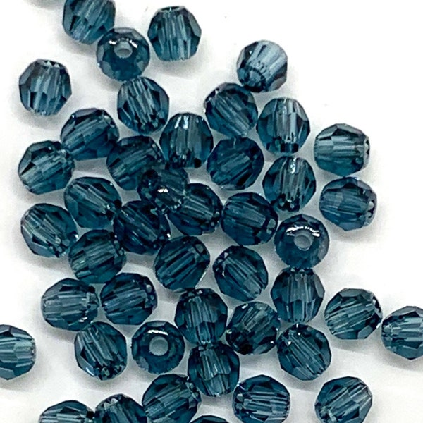 3mm Swarovski 5000  Round Faceted Montana  Beads - Best Price Available for 20 Beads