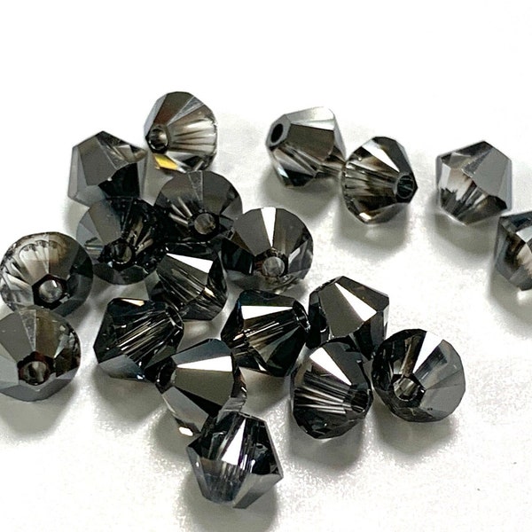 5mm Swarovski 5301 Bicone Crystal Beads- Crystal Silver Night