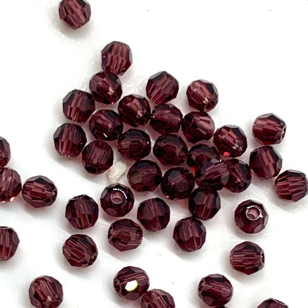 3mm Swarovski 5000  Round Faceted Burgundy Beads - Best Price Available for 20 Beads