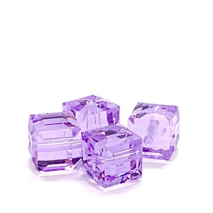 6mm or 8mm Swarovski 5601 Cube/Square Shaped Crystal Beads - Color: Violet