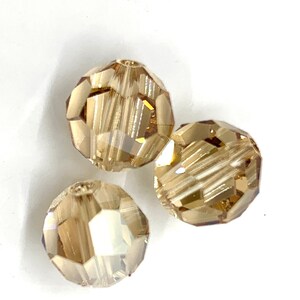 10mm Swarovski 5000  Faceted Round Golden Shadow Crystal Beads - 8 pieces