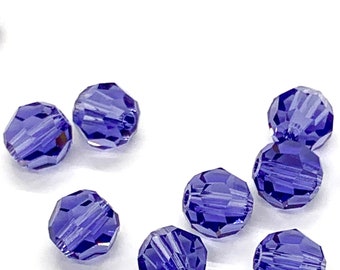 4mm Swarovski 5000  Faceted Round Tanzanite Beads - Best Price Available for 20 Beads