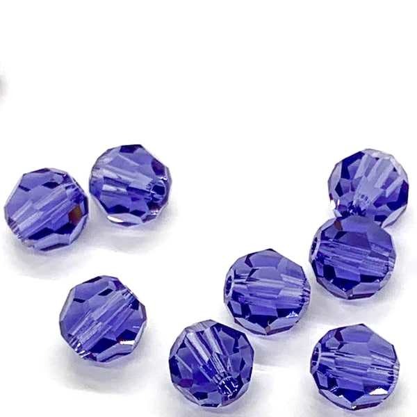 4mm Swarovski 5000  Faceted Round Tanzanite Beads - Best Price Available for 20 Beads