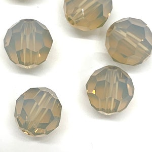 8mm Swarovski 5000  Faceted Round Light Grey Opal Crystal Beads - 12 pieces