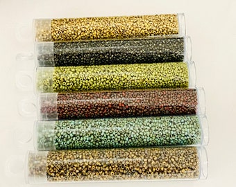 Miyuki 15/0 Picasso Seed Beads (3"tube @ 14 gm) - Choose your COLOR, perfect for beading