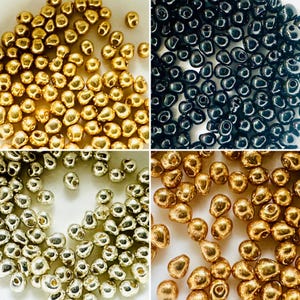 Miyuki 3.4mm Drop Beads (10 grams) - CHOOSE from Gold, Silver, Black