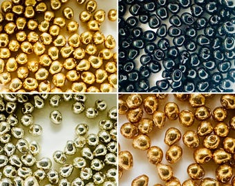 Miyuki 3.4mm Drop Beads (10 grams) - CHOOSE from Gold, Silver, Black