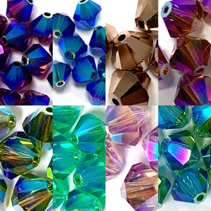 6mm Swarovski 5328 Bicone AB2X Crystal Beads- Comes in multiple colors