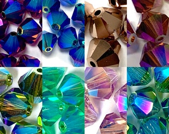 6mm Swarovski 5328 Bicone AB2X Crystal Beads- Comes in multiple colors