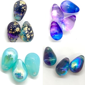 6 x 9mm Czech Glass Top Drilled Tear Drop Beads - 25 pieces