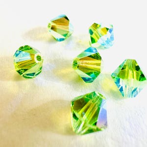 8 mm Swarovski 5301/5328 AB 2X perles de cristal bicones Xilion facettées - (6) pièces, fabrication de bijoux DIY Peridot AB2X