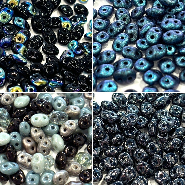 Czech Glass Superduos- Two Hole Beads - 8+grams (approx. 100 beads)