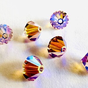 8 mm Swarovski 5301/5328 AB 2X perles de cristal bicones Xilion facettées - (6) pièces, fabrication de bijoux DIY Lt Amethyst AB2X