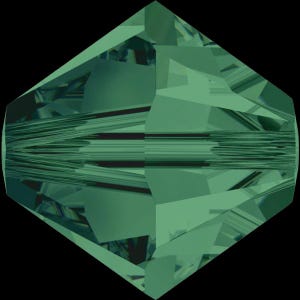 4mm Emerald Swarovski 5301 Bicone Crystal Beads (20 beads)