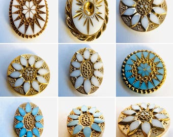 RARE Vintage Glass W. German Flat Back Engraved Victorian Intaglio Cabochons  -  Bead Embroidery, Bezel, Applique