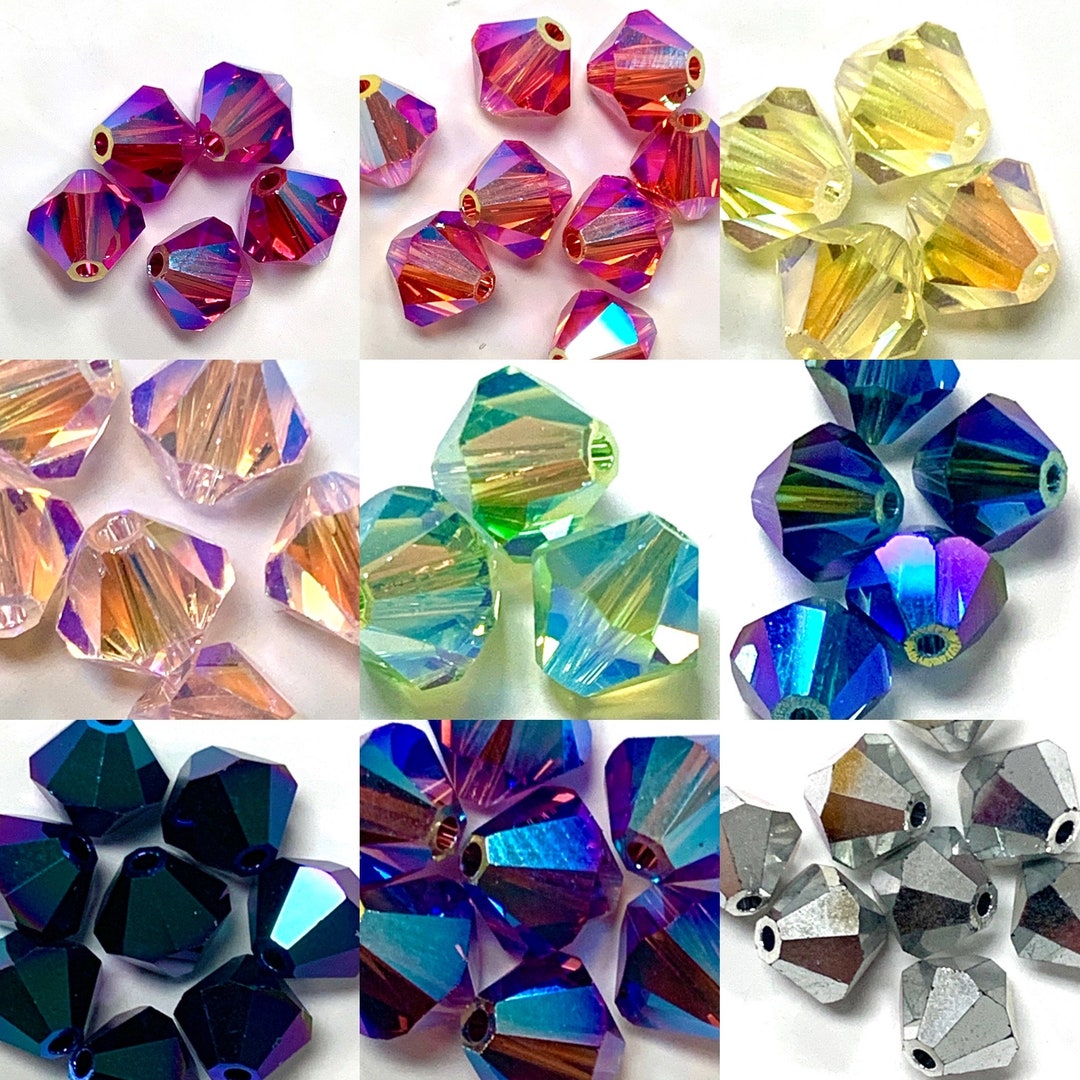 ストーン 6mm Swarovski 5328 AB 2X Bicone Crystal Beads- Comes in Multiple