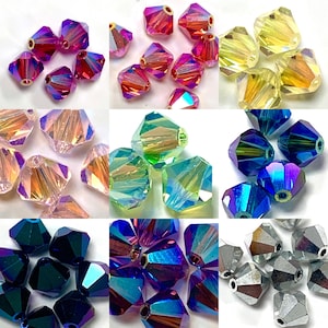 6mm Swarovski 5328 AB 2X Bicone Crystal Beads- Comes in multiple colors