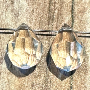 15 x 9mm Preciosa Top Drilled Pear Drop Briolette Crystal Pendant Beads  (2 beads) - Perfect alternative to Swarovski 6010