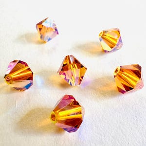 8 mm Swarovski 5301/5328 AB 2X perles de cristal bicones Xilion facettées - (6) pièces, fabrication de bijoux DIY Topaz AB2X