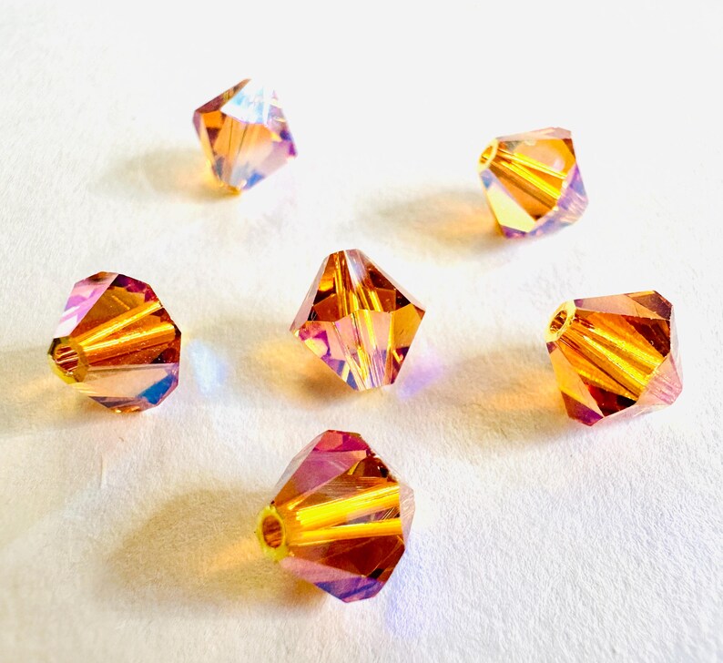 8 mm Swarovski 5301/5328 AB 2X perles de cristal bicones Xilion facettées - (6) pièces, fabrication de bijoux DIY Topaz AB2X