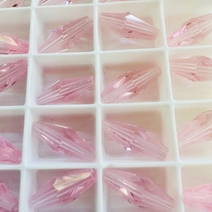 Vintage Swarovski 5205 Light Rose Elongated Bicone Beads (Set of 4)