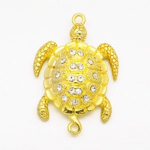 Gold Magnetic Turtle Rhinestone Clasp