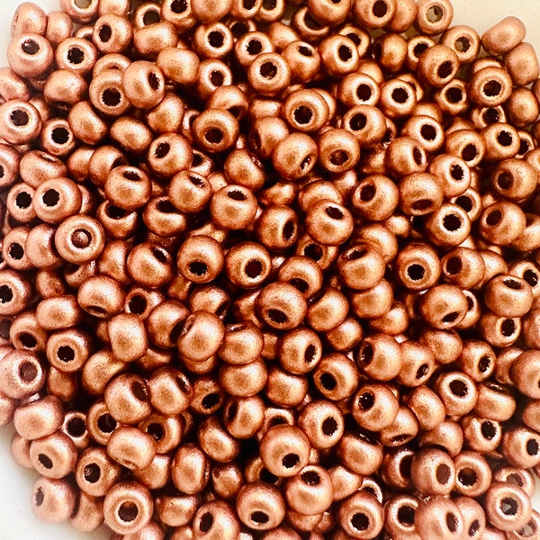 Vintage Copper Czech 8/0 OR 11/0 Seed Beads (20 grams)