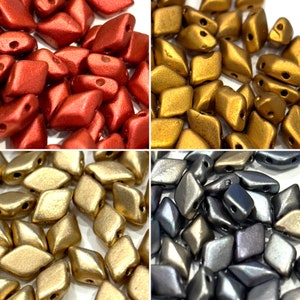 Czech Glass GemDuos- Two Hole Beads - 8+grams (approx. 65 beads)
