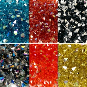4mm Swarovski 5328 Bicone Crystal Beads AB - Comes in multiple colors