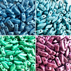 Czech Glass StormDuos Two Hole Beads - 50 Beads