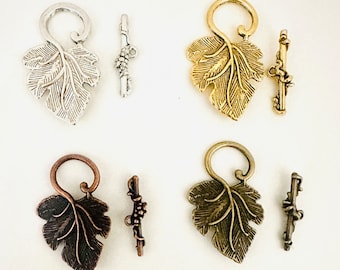 Leaf Toggle Clasp - Gold, Silver, Copper or Antique Brass
