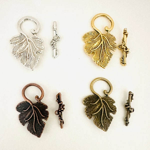 Leaf Toggle Clasp - Gold, Silver, Copper or Antique Brass