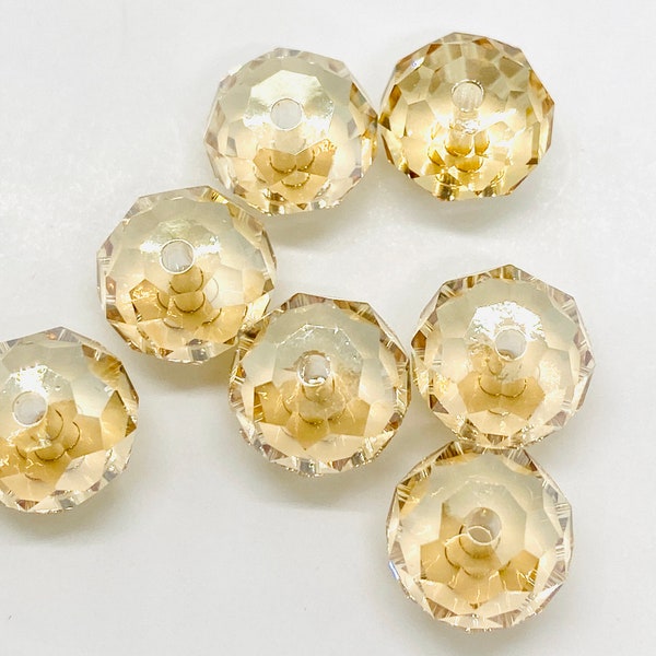 8mm Swarovski 5040 Briolette Beads  - Crystal Golden Shadow (Four Pieces)