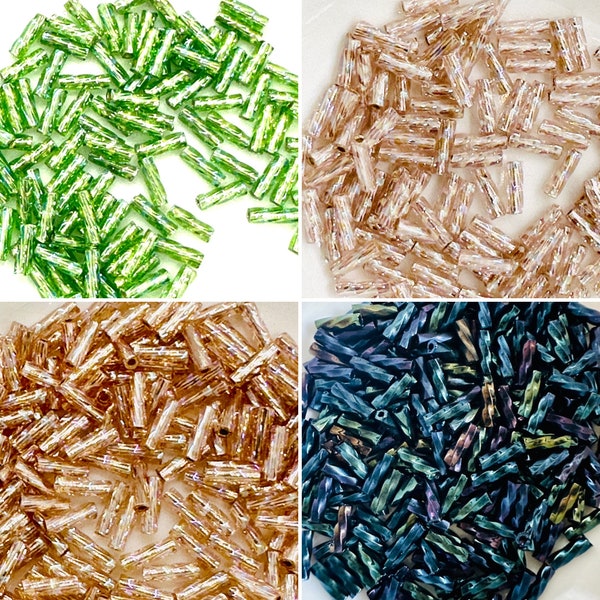 Japanese 6mm Spiral Twisted Bugle Beads (3" tube of 12grams approx. 450 beads) - Choose from 4 gorgeous colors